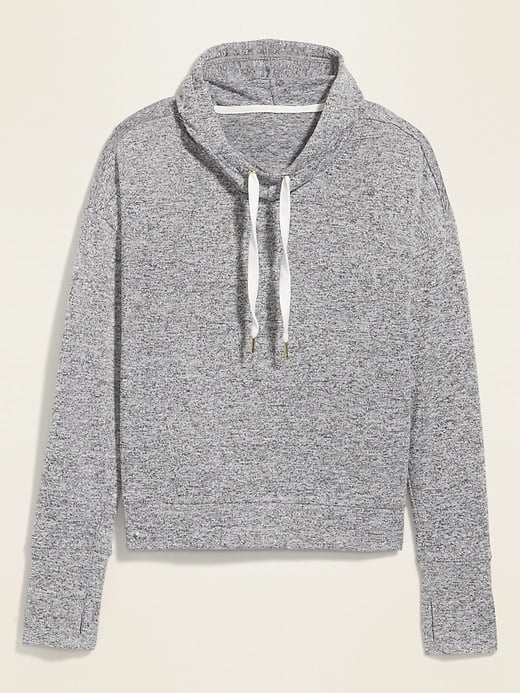 Loose Sweater-Knit Pullover Crop Hoodie