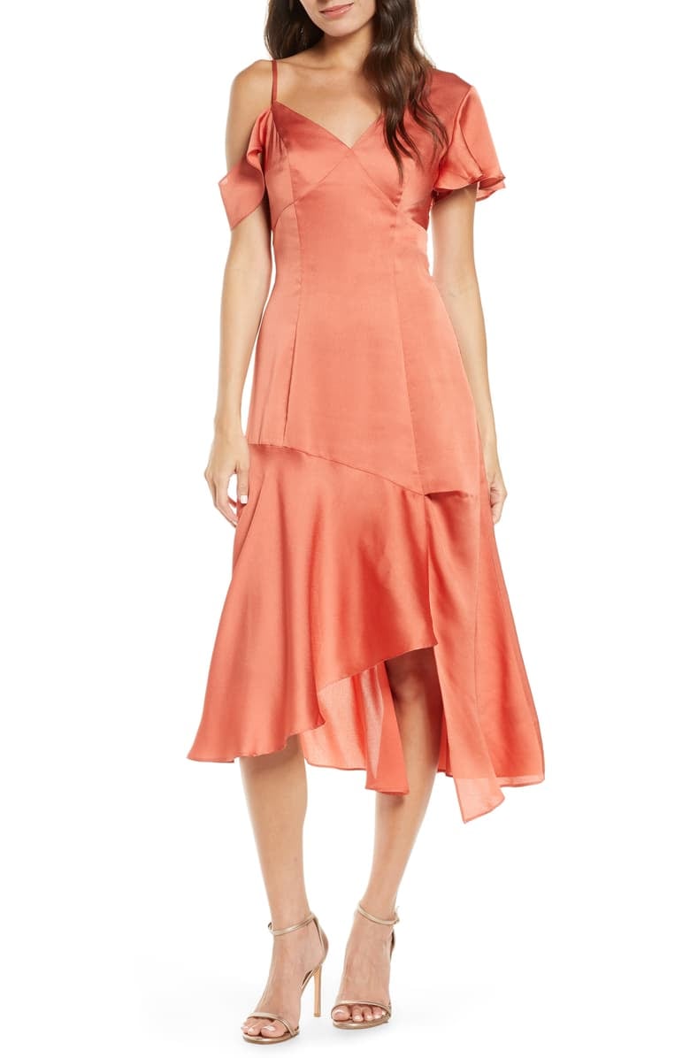 Chi Chi London Emmett Asymmetrical Satin Cocktail Dress