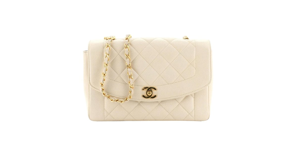 Vintage Chanel Beige Fabric Quilted Diana Flap Bag - 2 series (1991 - 1994)  — Blaise Ruby Loves