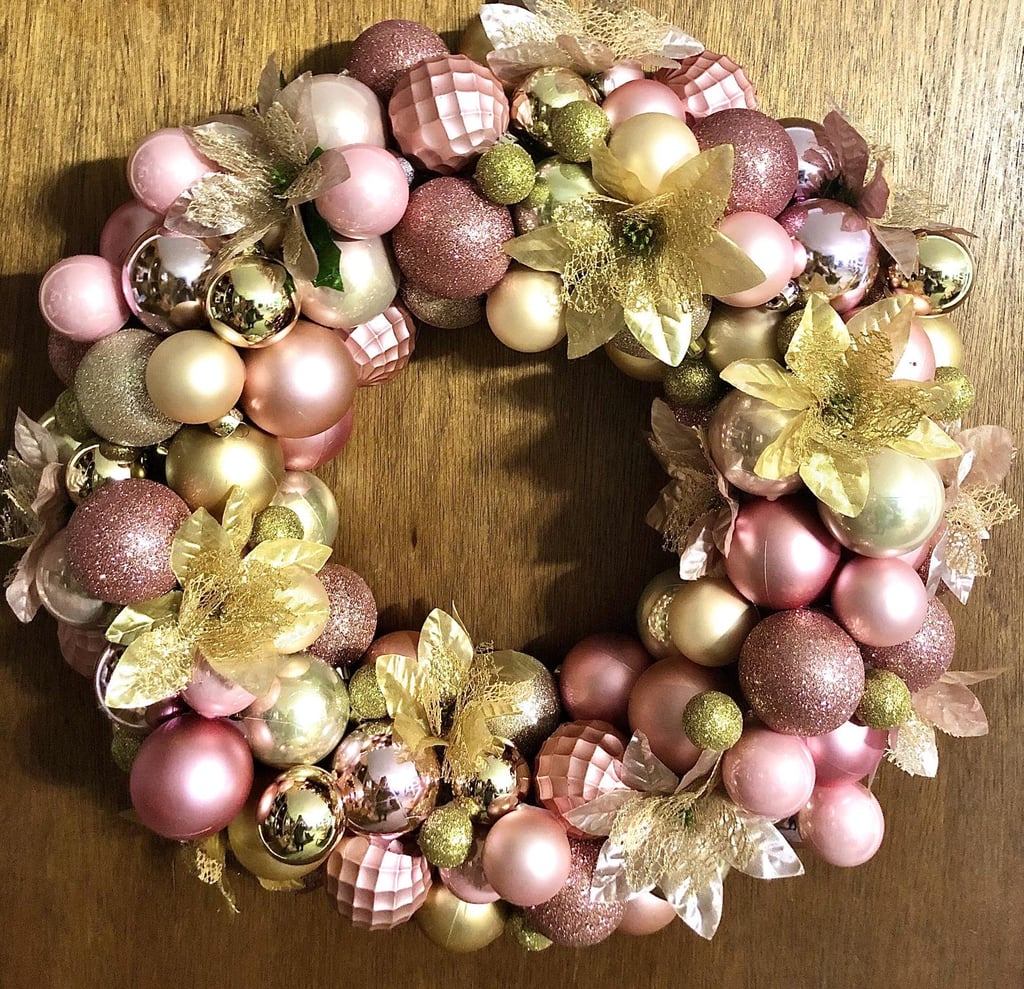 Pink and Gold Ornament Wreath