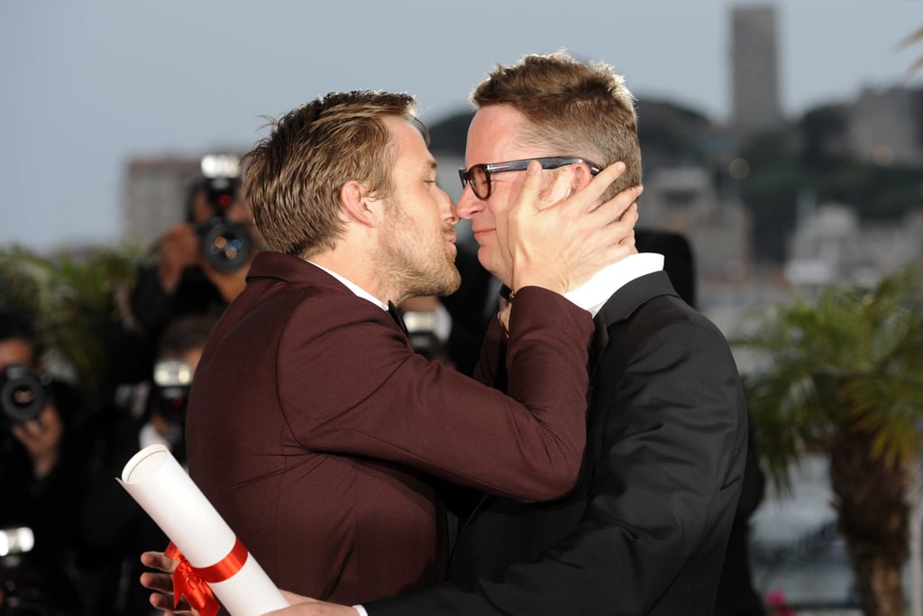 Ryan Gosling gave director Nicolas Winding Refn a congratulatory kiss after he was awarded won the award for best director the 64th Cannes Film Festival in 2011.