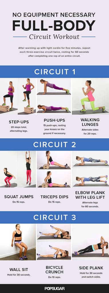 Printable Total Body No Equipment Workout POPSUGAR Fitness