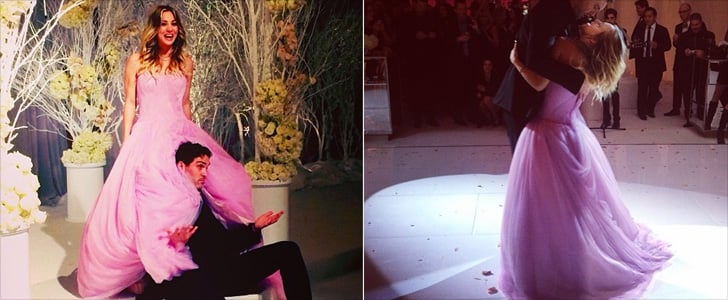 Kaley Cuoco Pink Vera Wang Wedding Dress