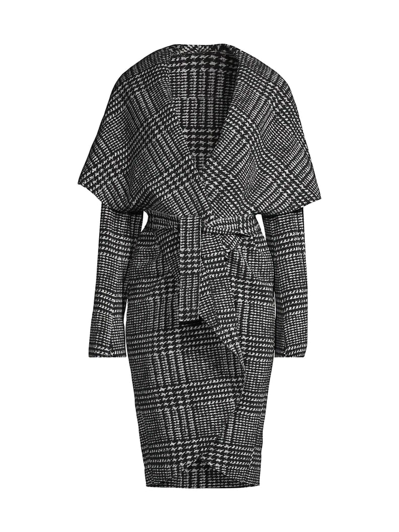 Norma Kamali Glen Plaid Shawl Wrap Coat