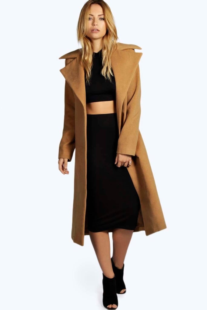Boohoo Jeeny Camel Wool Look Coat