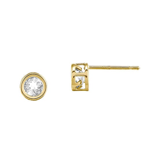 JCPenny Genuine White Topaz 14K Yellow Gold Stud Earrings