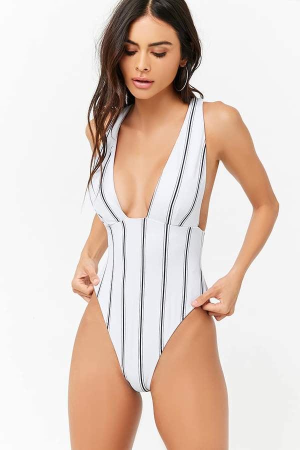 Forever 21 Striped Crisscross One-Piece Swimsuit