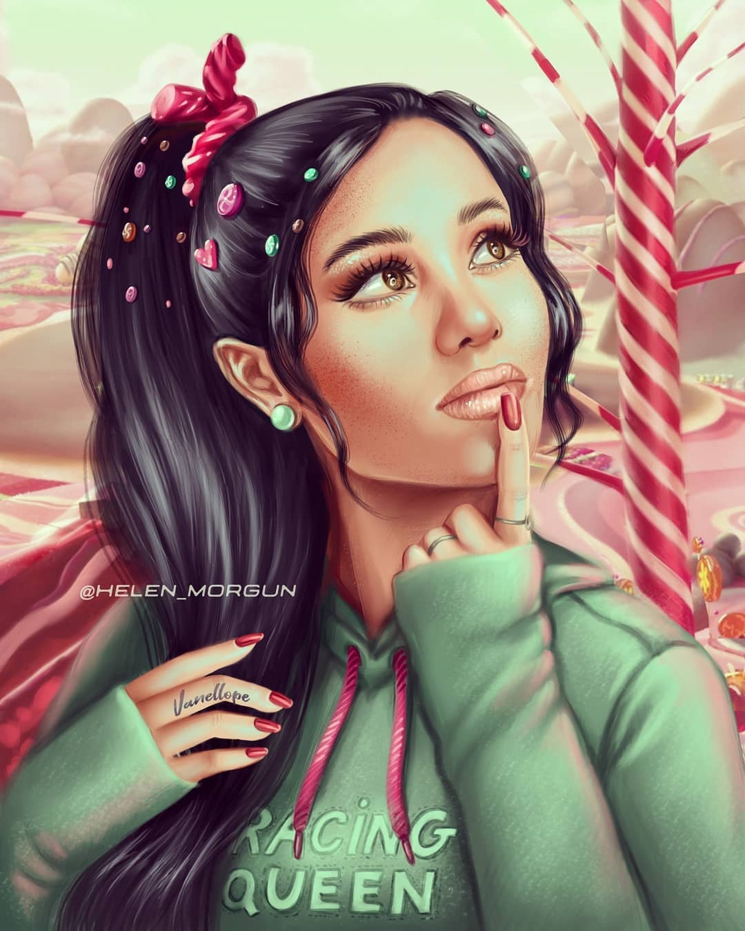 Ariana Grande As Vanellope Your Favorite Celebrities Are Reimagined As Disney Princesses In This Stunning Art Popsugar Smart Living Photo 15