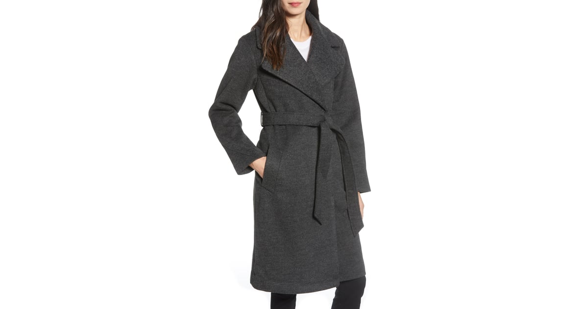 herringbone wrap coat