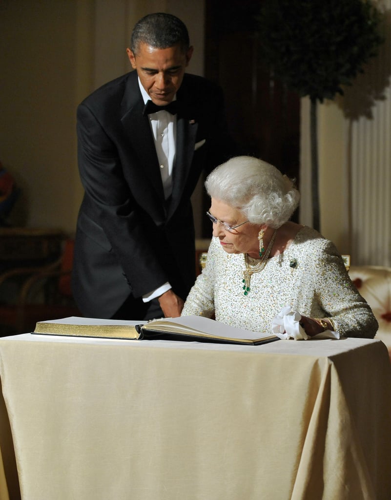 The following evening, the president hosted the queen at Winfield House — the official residence of the US ambassador.