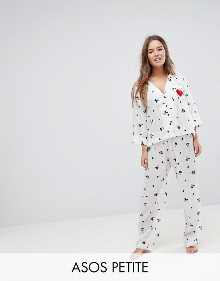 ASOS Mickey Embroidered Heart Trouser and Shirt Pyjama Set