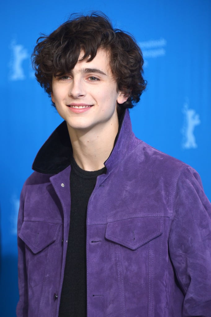 Timothée wore a purple Berluti suede jacket to the Berlinale International Film Festival in 2017.