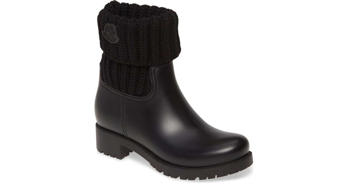 ginette knit cuff leather rain boot