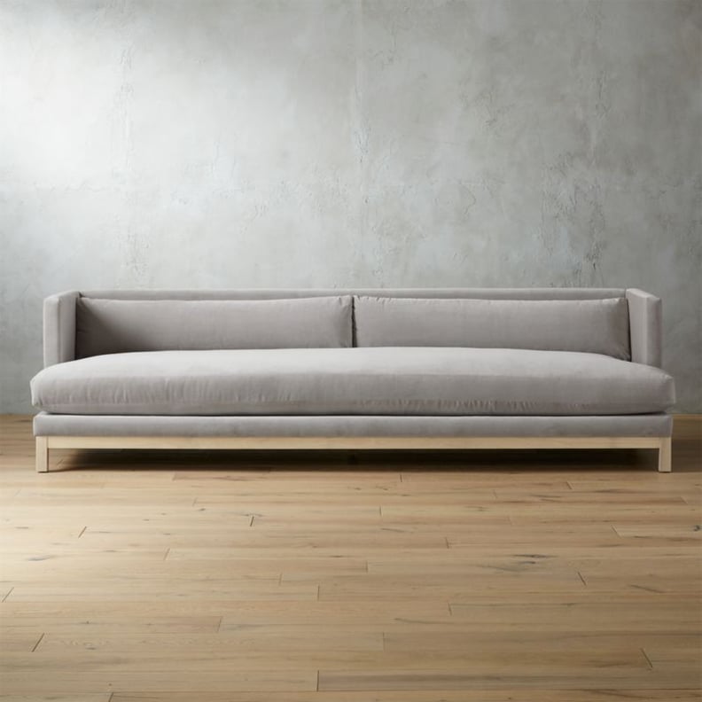 Get the Look: Brava Sharkskin Light Grey Velvet Sofa With White Wash Base