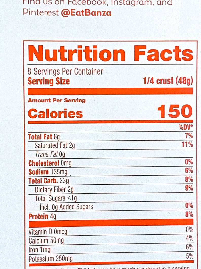 Banza Pizza Crust Nutritional Information