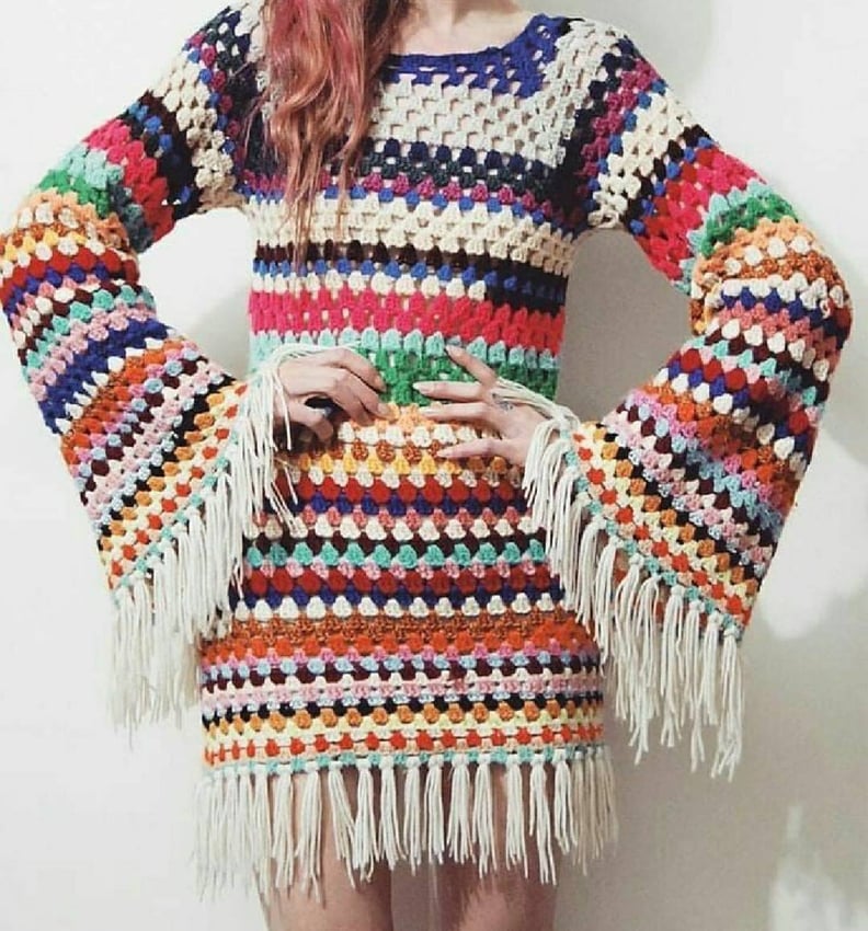 Crochet Bell-Sleeved Dress