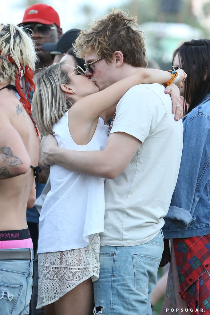 Emma Roberts locked lips with her fiancé, Evan Peters.