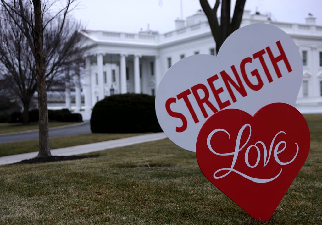 Jill Biden Decorates White House Lawn For Valentine's Day