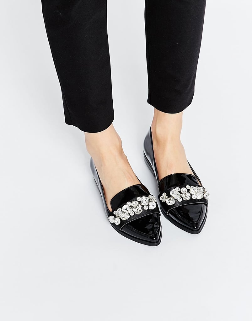 asos silver flat shoes