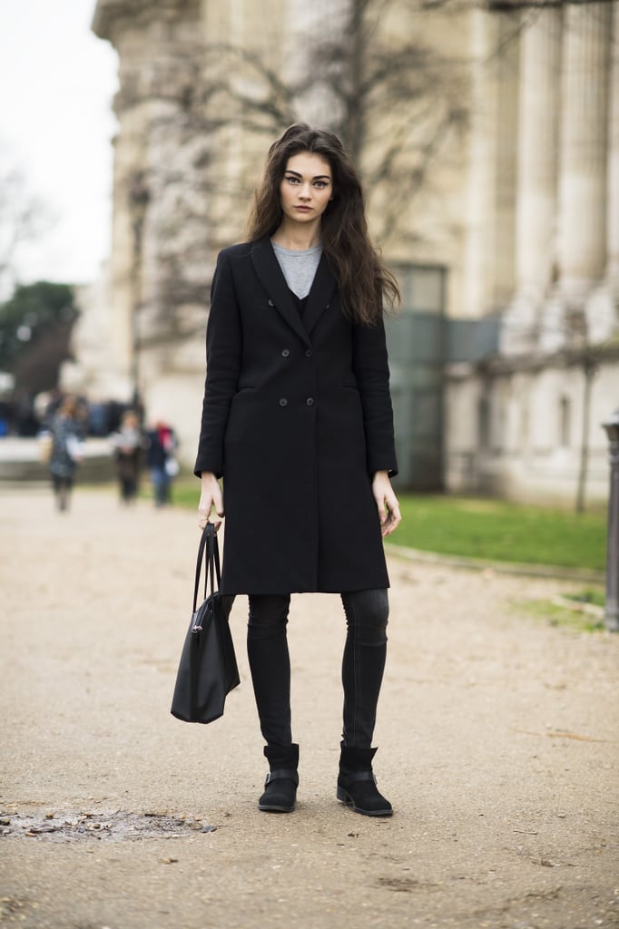 After the runway, this model ditched the high-fashion look for something a little more pared down. 
Source: Le 21ème | Adam Katz Sinding