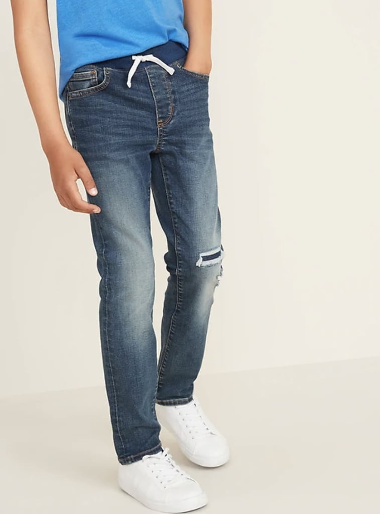 Karate Rib-Knit Waist Built-In Flex Max Distressed Jeans