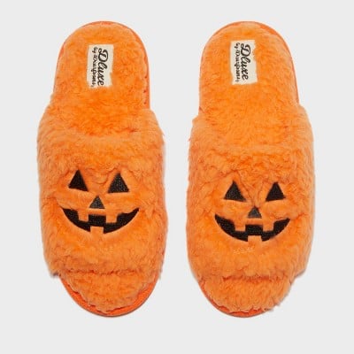 Target Dluxe by Dearfoams Women's Halloween Pumpkin Slippers in Orange