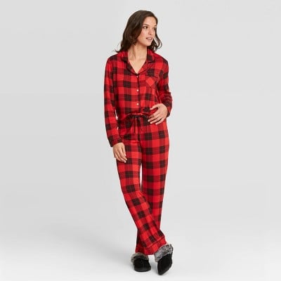 Stars Above Women's Beautifully Soft Long Sleeve Notch Collar Top and Pants Pajama Set