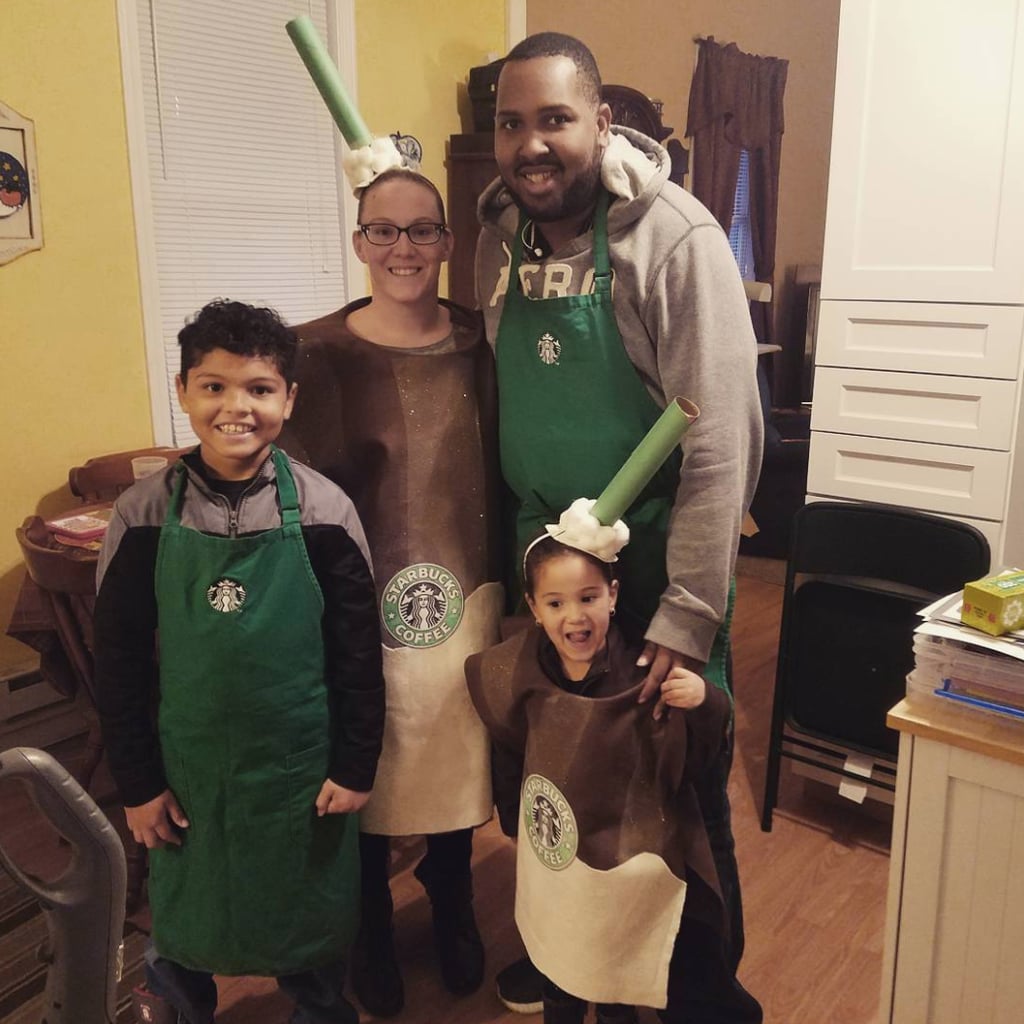 Family of 4 Halloween Costumes: Starbucks Coffee and Baristas