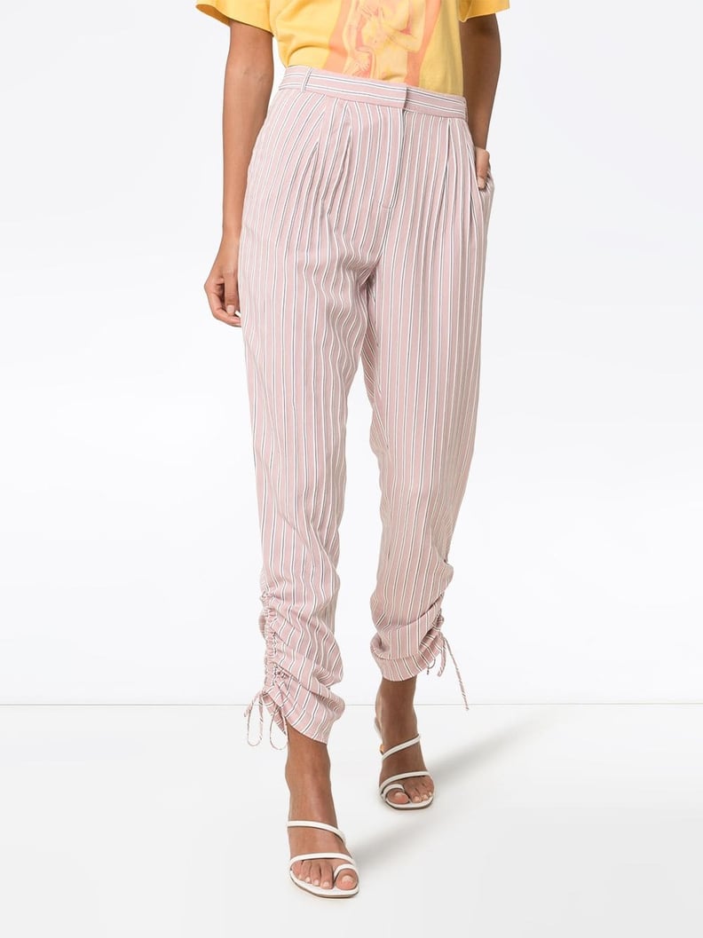 Tibi Striped drawstring-gathered Trousers