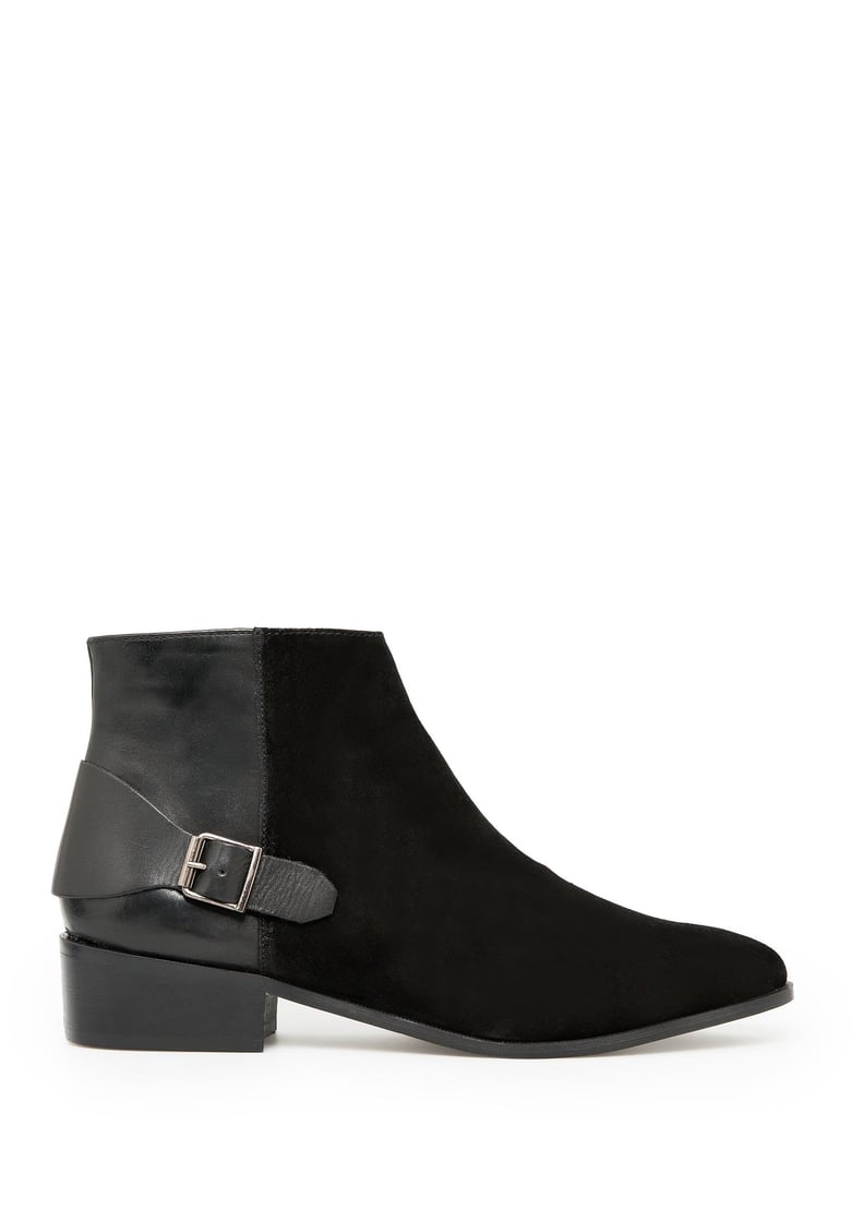 Mango Buckle Leather Ankle Boots