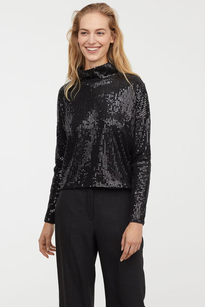 H&M Sequined Top | Angelina Jolie Wears Sparkly Blouse 2019 | POPSUGAR ...