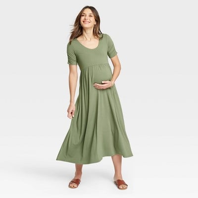 The Nines by Hatch Shirred Short Sleeve Jersey Maternity Dress