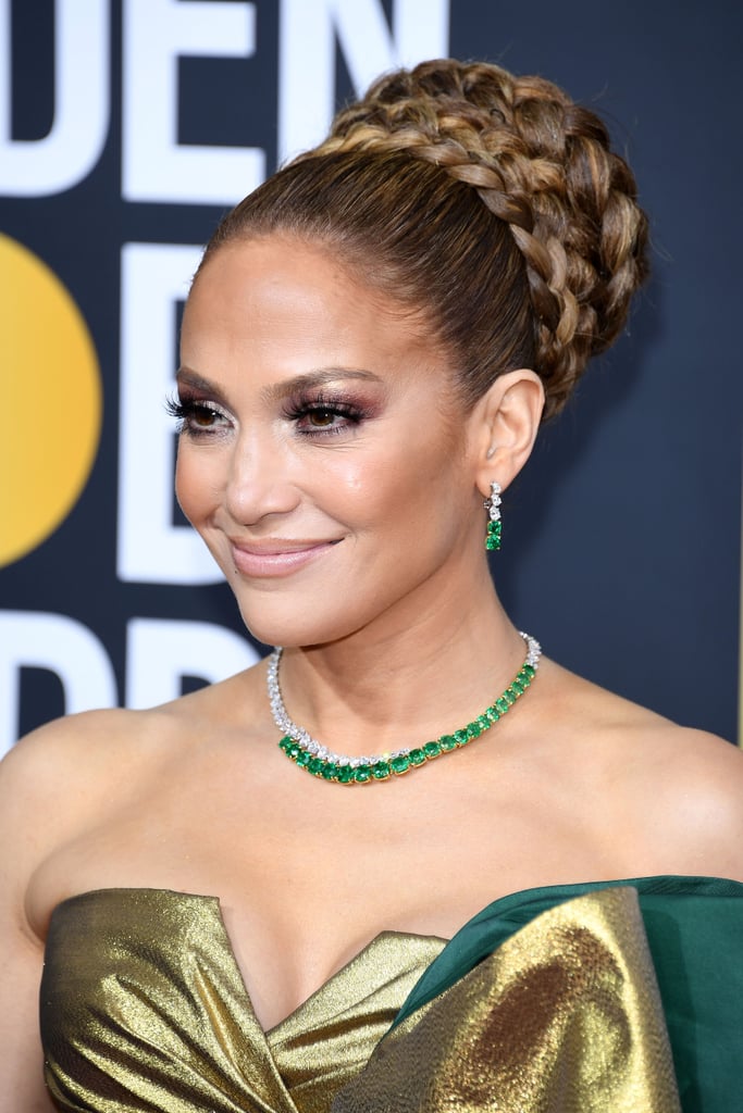 Jennifer Lopez at the 2020 Golden Globes Best Hair and Makeup at the