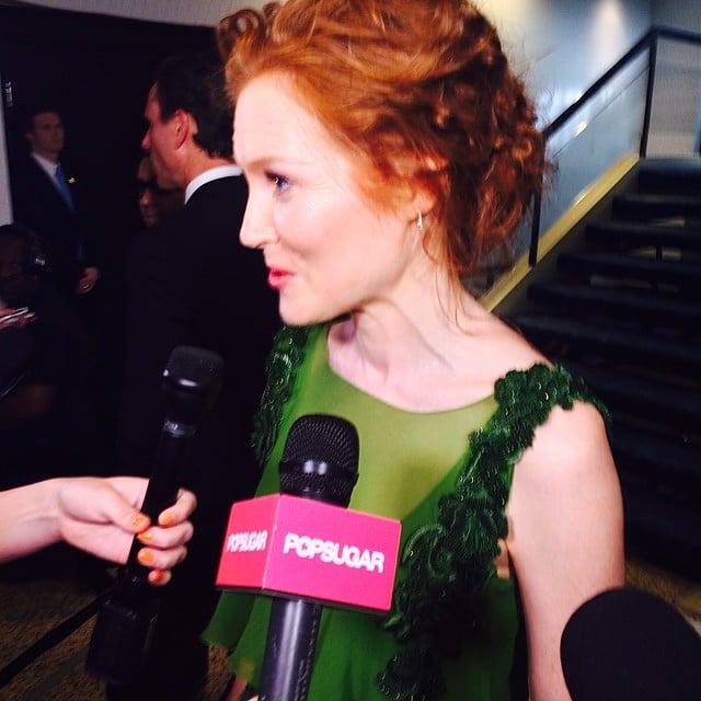 Darby Stanchfield wore her hair up.