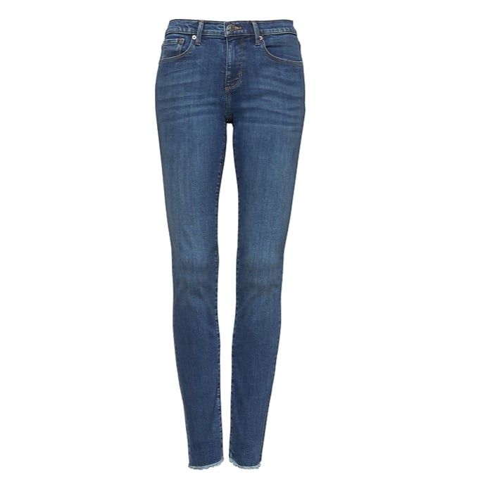 Skinny Indigo Wash Jean with Frayed Hem