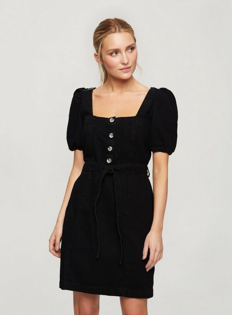 Miss Selfridge Black Puff Sleeve Denim Dress