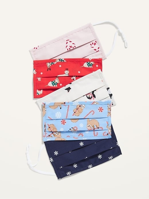 Old Navy 5-Pack of Triple-Layer Cloth Face Masks For Kids in Red Candy Cane