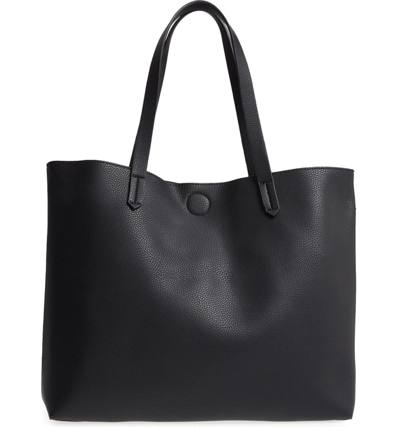 BP. Contrast Lining Faux Leather Tote