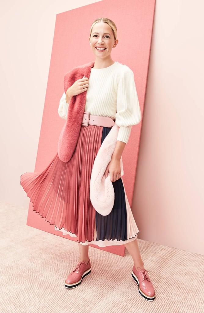 Halogen x Atlantic-Pacific Colorblock Pleated Midi Skirt