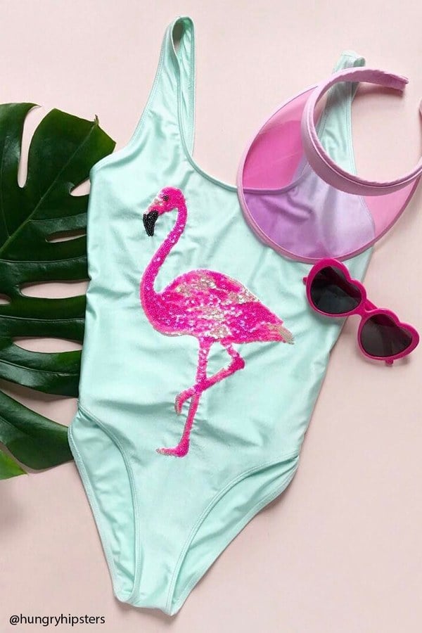 Sequin Flamingo One-Piece