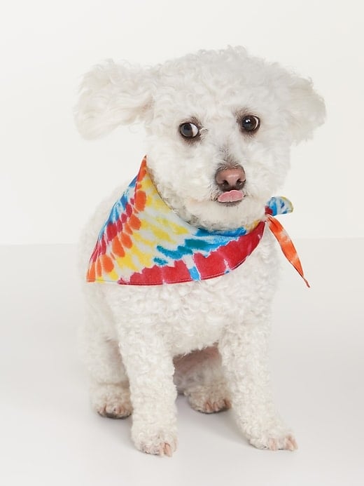 Old Navy Patterned Poplin Bandana for Pets in Rainbow Tie-Dye