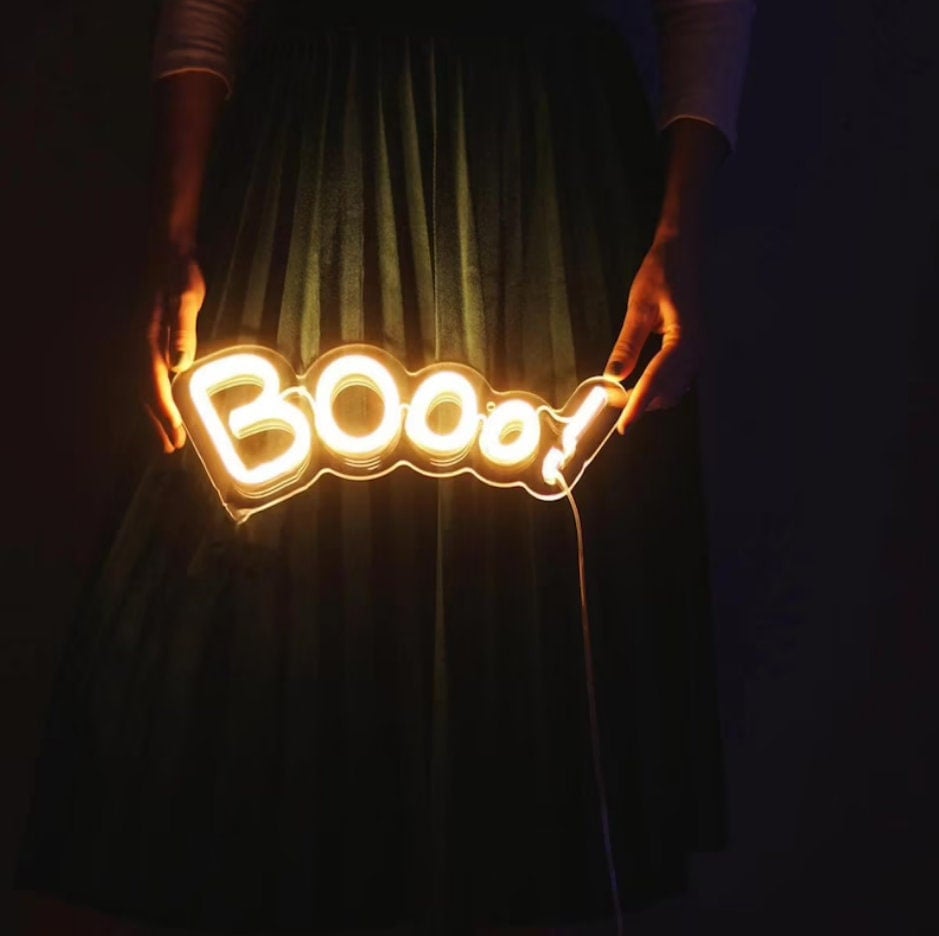 Booo! Hanging Neon Light