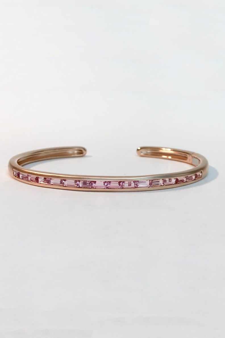 Jane Taylor Cirque Slim Oval Hinged Cuff With Pink Tourmaline