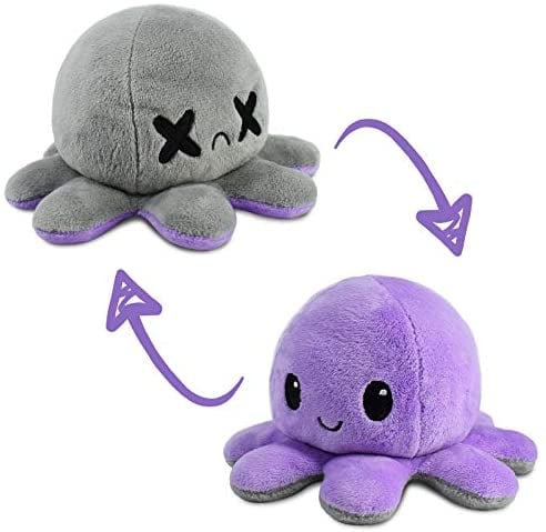 TeeTurtle Reversible Octopus Plushie in Happy Purple and Dead Gray