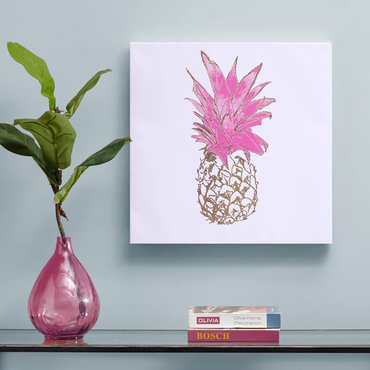 How adorable is this print? We want one in every room
Intelligent Design Gold Pineapple Foil Embellished Canvas Art ($25)