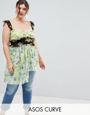 ASOS Curve Exclusive Mix Print Floral Top