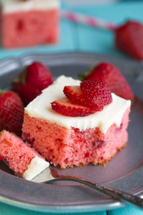 Strawberry Frosted Sheet Cake