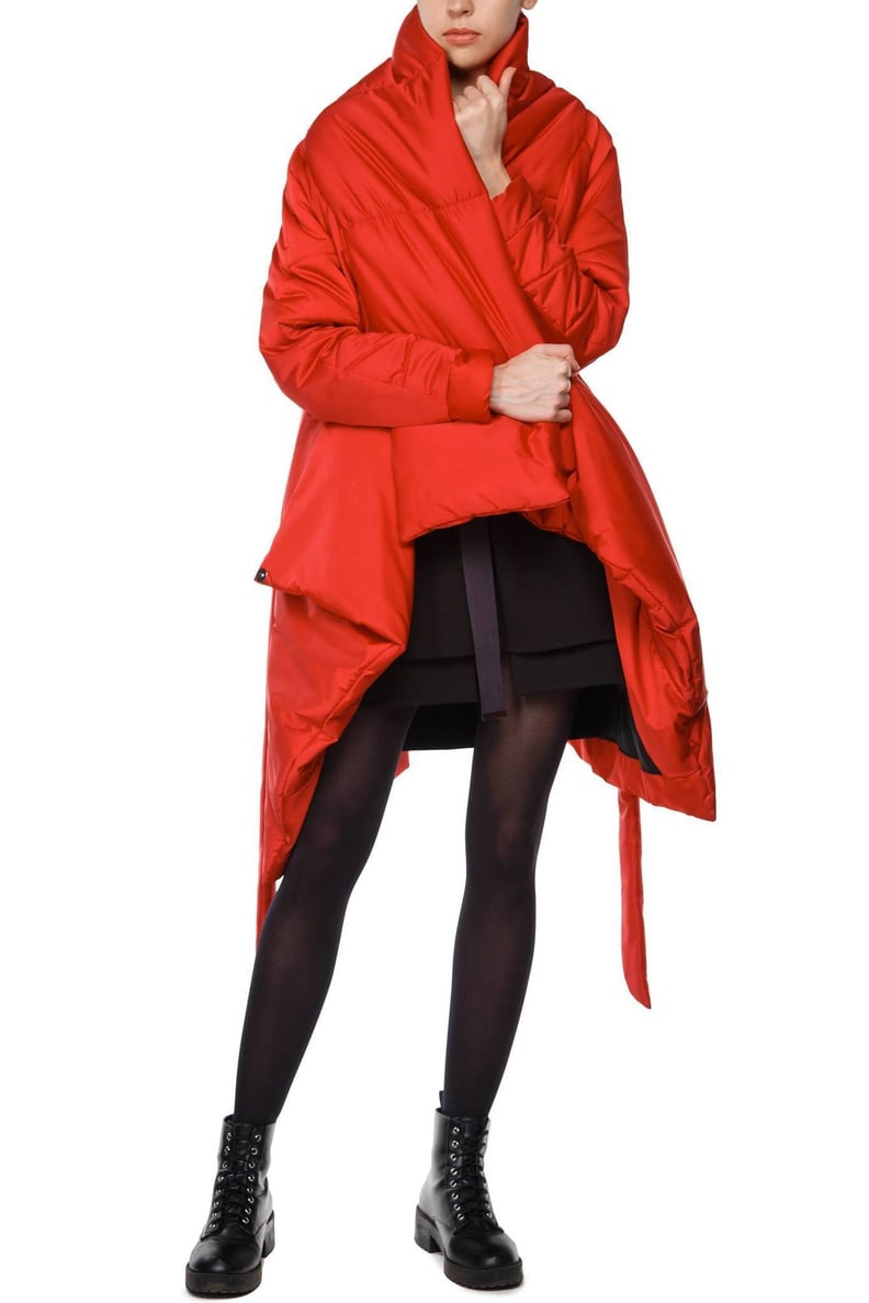 Womenson Sculpted Scarf Puffer Coat