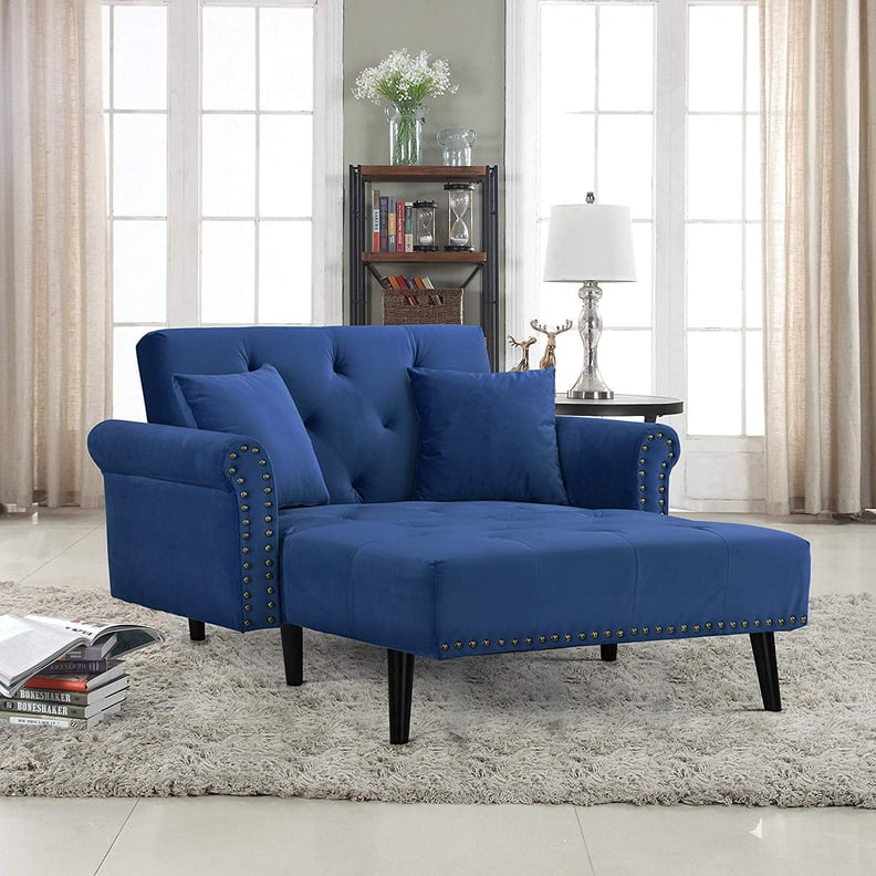 Modern Velvet Fabric Recliner Sleeper Chaise Lounge