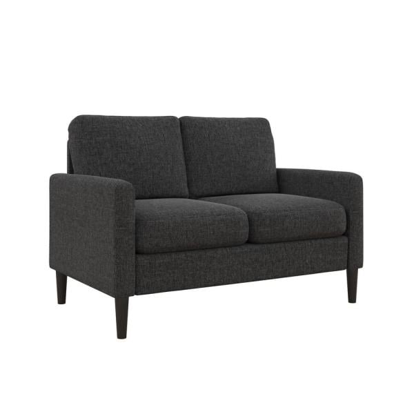Dorel Living Jenny 57.3 in. Charcoal Polyester 2-Seater Loveseat with Square
